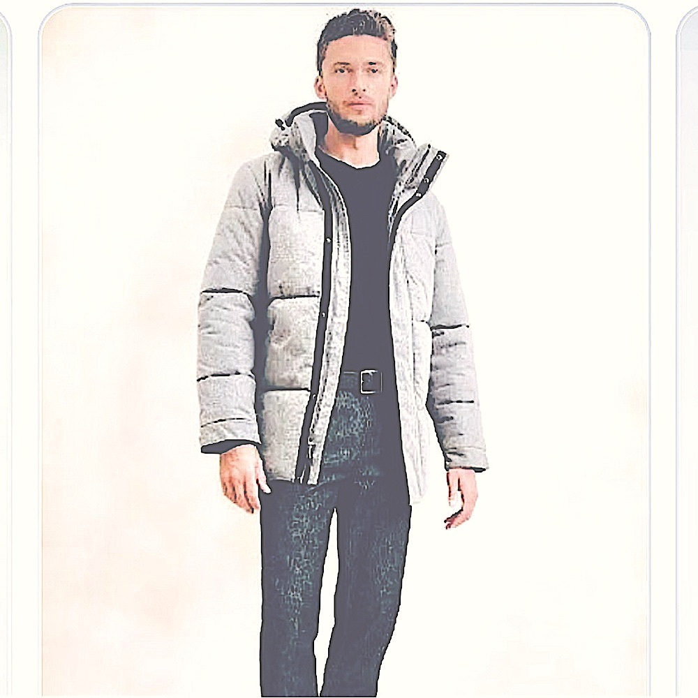 Banana Republic Men’s Light Gray Quilted Down Puffer Coat Sz M